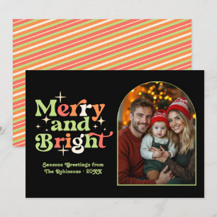 Desert Retro Modern Retro Christmas Family Photo Holiday Card