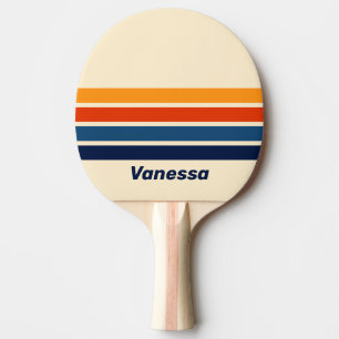 Desert Retro Rainbow Across Striping with Name Ping Pong Paddle