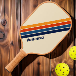 Desert Retro Rainbow Striped with Name Pickleball Paddle