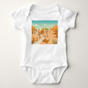 Desert Road Landscape: Cartoon Vintage. Baby Bodysuit