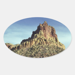 Desert Rock Mountain Peak Landscape Photo Oval Sticker