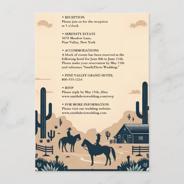 Desert Rodeo Retro Horse Rustic Western Wedding Enclosure Card (Front)