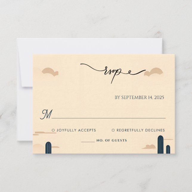 Desert Rodeo Retro Horse Rustic Western Wedding RSVP Card (Front)