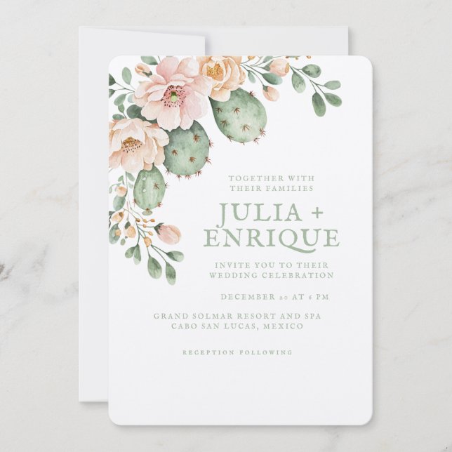 Desert Rose and Cactus Wedding Invitation (Front)