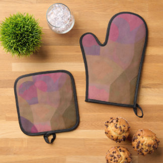 Desert Rose Arches – Warm Abstract Geometry Oven Mitt & Pot Holder Set