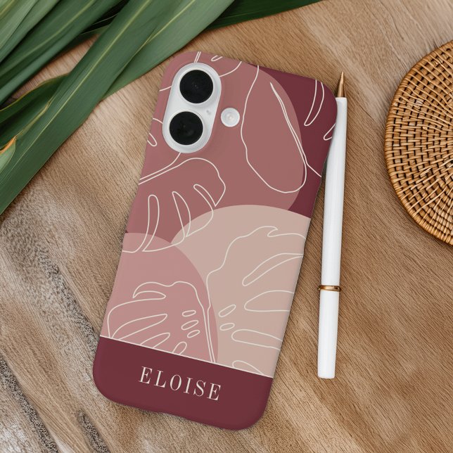 Desert Rose Boho Tropical Monstera Leaf Case-Mate iPhone Case (Creator Uploaded)