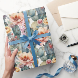 Desert rose cactus flower fall colors wrapping paper