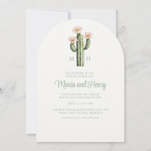 Desert Rose Cactus Monogram Wedding Invitation