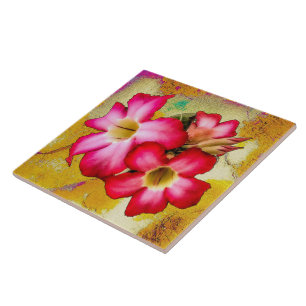 Desert Rose Flowers on Sand Ceramic Tile
