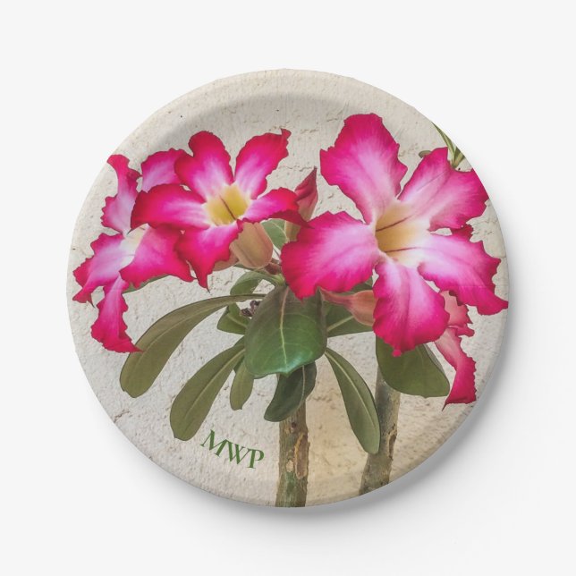 Desert Rose Flowers Paper Plate (Front)