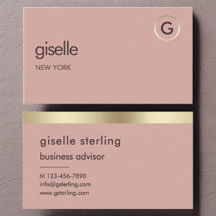 Desert Rose Luxury Faux Gold Foil Monogram  Business Card