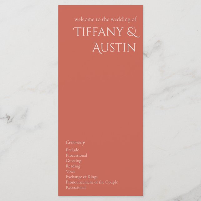 Desert Rose Modern Wedding Program (Front)