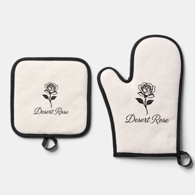 Desert Rose Oven Mitt & Pot Holder Set (Front)