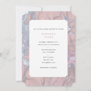 Desert Rose Pink & Blue Marble Bridal Shower Invitation