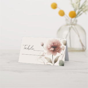 Desert Rose Pink Floral Greenery Table Number Place Card