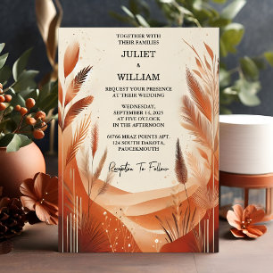 Desert Rustic Boho Autumn Ombre Brown Wedding Invitation