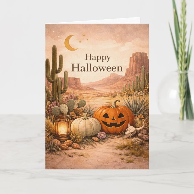 Desert Sage Cactus Halloween Card (Front)