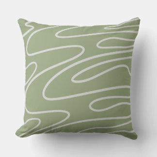 Desert Sage Green Abstract Line Cushion