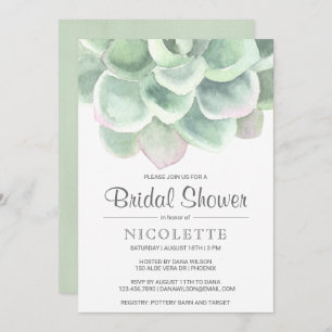 Desert Sage Green Succulent Bridal Shower Invitation