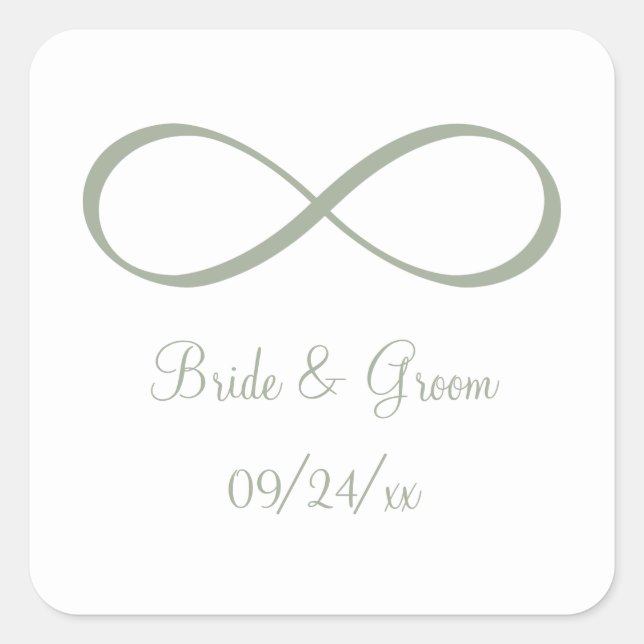 Desert Sage Infinity Symbol Save the Date Square Sticker (Front)
