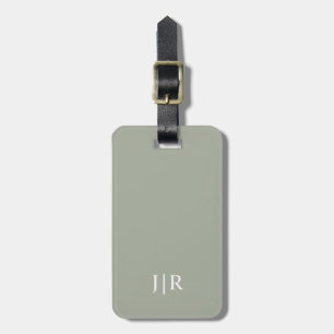 Desert Sage Solid Colour   Modern Monogram Luggage Tag