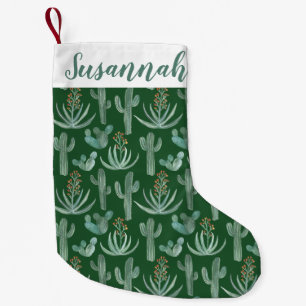 Desert Saguaro Cactus Succulents Pattern CUSTOM Small Christmas Stocking