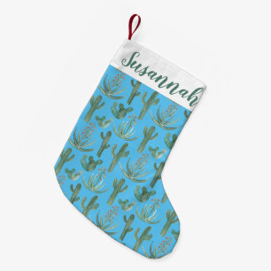 Desert Saguaro Cactus Succulents Pattern CUSTOM Small Christmas Stocking