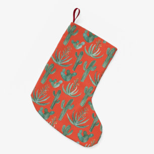 Desert Saguaro Cactus Succulents Pattern Painting Small Christmas Stocking