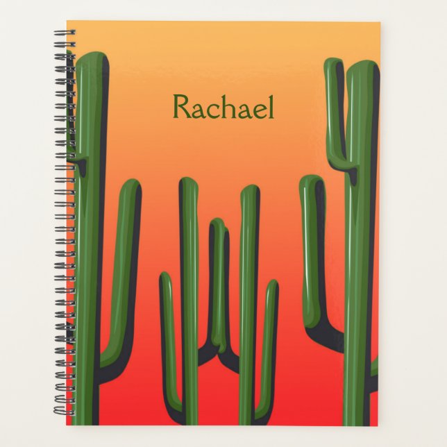 Desert Saguaro Cactus Sunset Personalised Planner (Front)