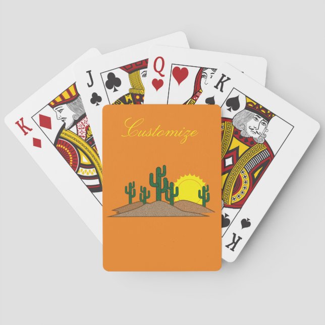 Desert  Saguaro Cactus Sunset Thunder_Cove Playing Cards (Back)
