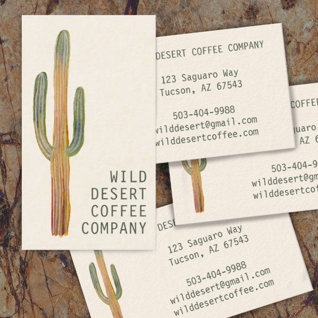 Desert Saguaro Cactus Watercolor Unique Elegant  Business Card (Creator Uploaded)