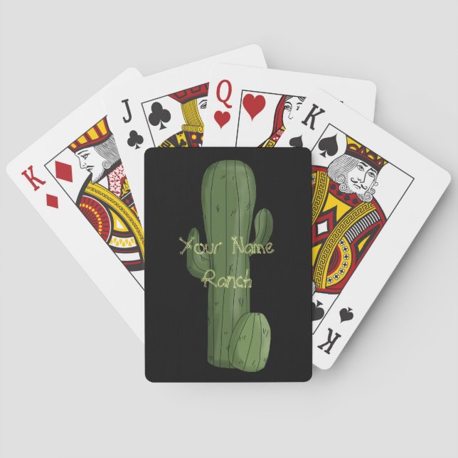 Desert Saguaro Cactus - Your Name Ranch Western Playing Cards (Back)