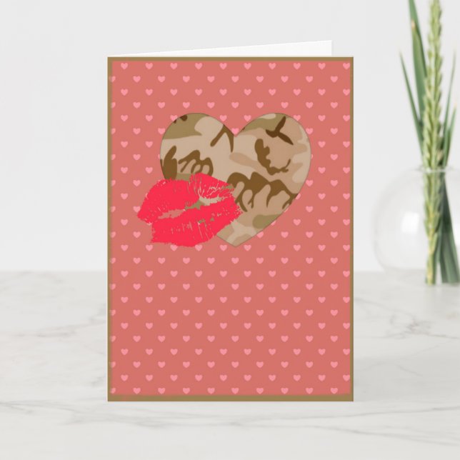 Desert Sand Camo Valentine Hearts Valentine's Day Holiday Card (Front)