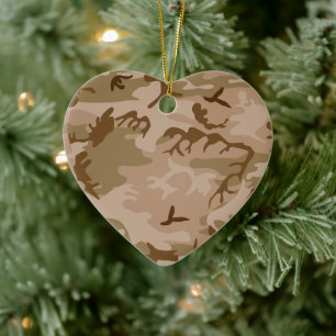 Desert Sand Camouflage Heart Ornament