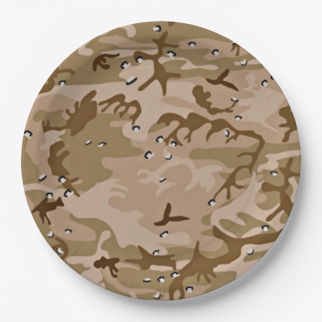 Desert Sand Camouflage Paper Plate (Front)