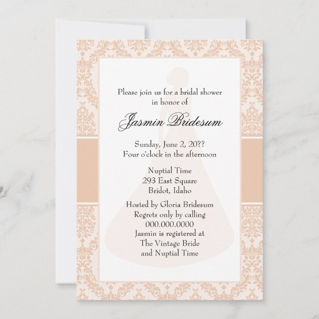 Desert Sand Damask Bridal Shower Invitation (Front)