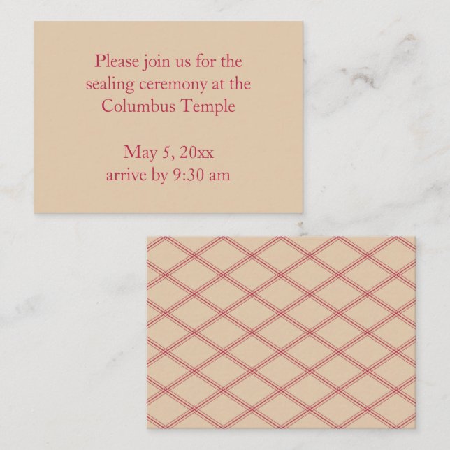 Desert Sand Diamonds Temple Sealing Invitation (Front/Back)