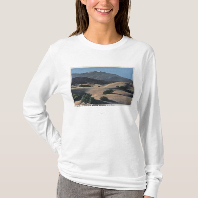 Desert Sand Dunes and Snow-Capped Mountains T-Shirt (Front)