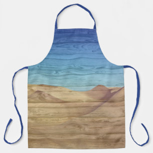 Desert Sand Dunes Beautiful Blue Sky On Wood Grain Apron