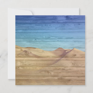 Desert Sand Dunes Beautiful Blue Sky On Wood Grain Card