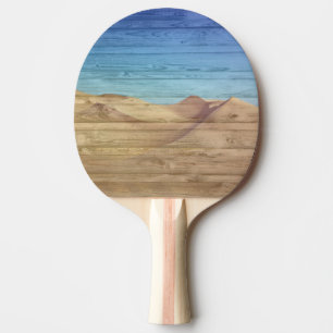 Desert Sand Dunes Beautiful Blue Sky On Wood Grain Ping Pong Paddle
