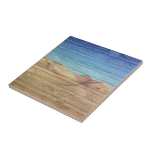 Desert Sand Dunes Beautiful Blue Sky On Wood Grain Tile