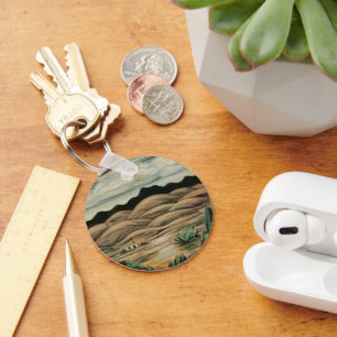 Desert Scene by Marsden Hartley, Vintage Fine Art Key Ring