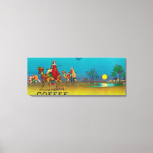 Desert Scene Coffee Label Canvas Print