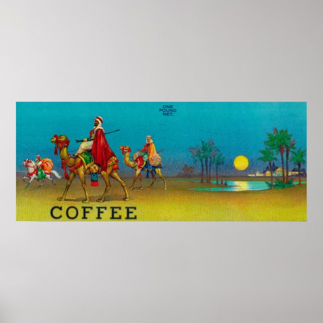 Desert Scene Coffee Label Poster (Front)