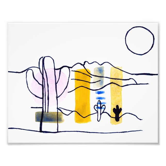 Desert Scene Watercolor + Ink Photo Print (Front)
