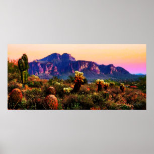 Desert Scenic Purple Mountain Dusk 40.32x19.08 Poster