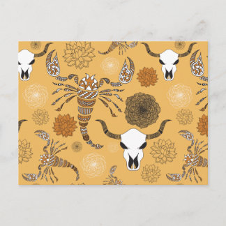 Desert Scorpions amongst the succulents and skulls Postcard