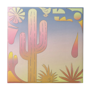 "Desert Serenity" (Cactus & Bird Illust Tile