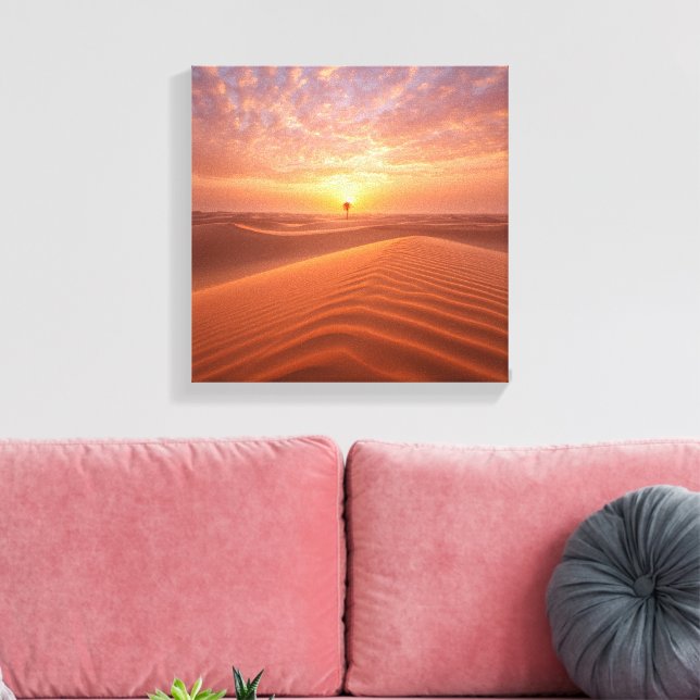 Desert Serenity – Golden Dunes at Sunset Fine Art  Canvas Print (Insitu(LivingRoom))